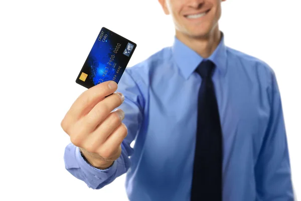 Бизнесмен с кредитной картой — стоковое фото