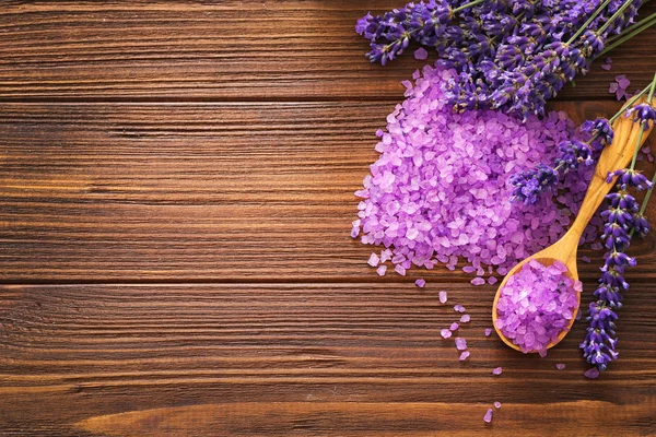 Sea salt with lavender — Stock Photo, Image