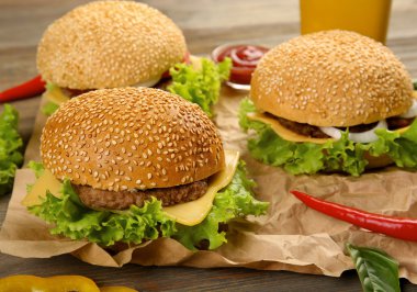 Taze hamburger yakın çekim