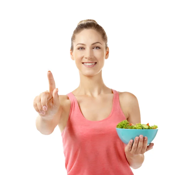 Bella ragazza con insalata — Foto Stock