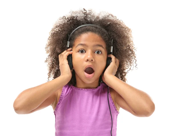 African American girl in headphones — Stock Photo, Image