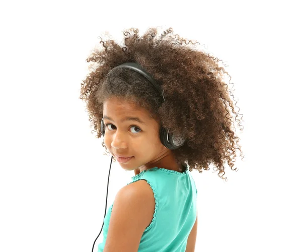 African American girl in headphones — Stock Photo, Image