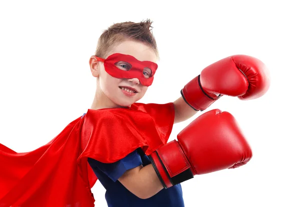 Superheld kid geïsoleerd — Stockfoto