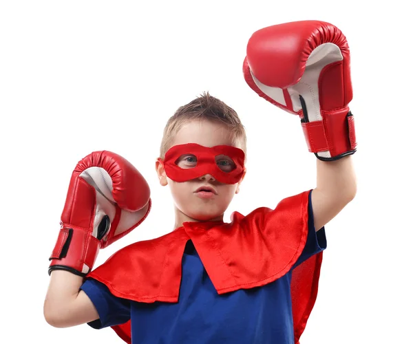 Superheld kid geïsoleerd — Stockfoto