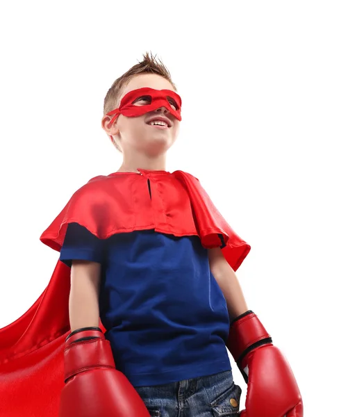Superheld kid geïsoleerd — Stockfoto