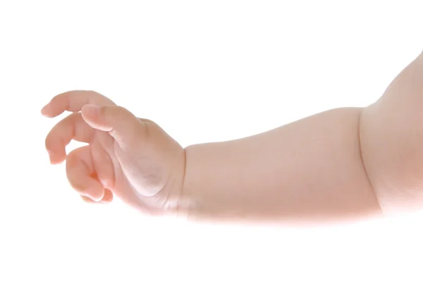 Mano de bebé en blanco — Foto de Stock