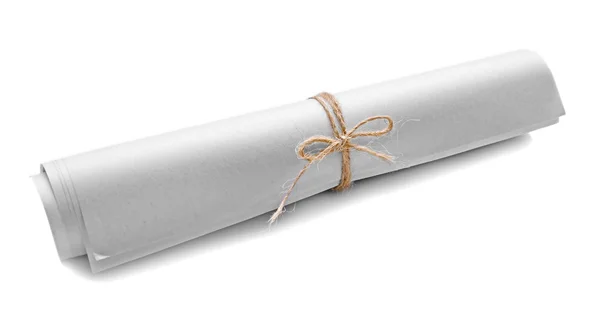 Rolled paper tied with cord — Stock Photo, Image