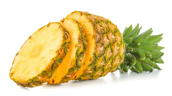 Pineapple with slices on white — Stock Photo, Image