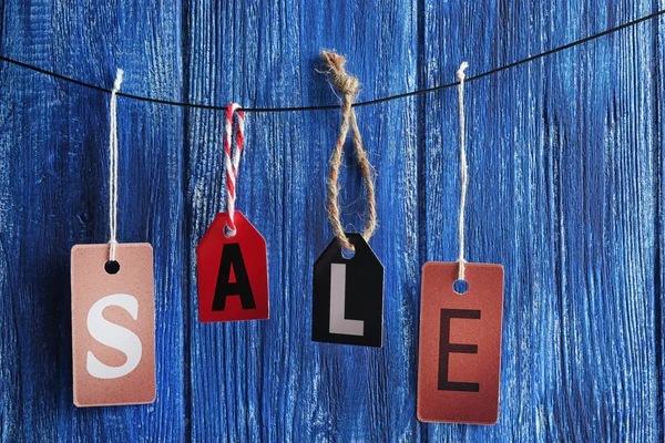 Sale labels hanging — Stock Photo, Image
