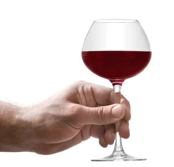 Hand with glass of red wine — Stock Photo, Image