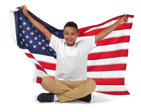 Boy holding American flag Stock Image