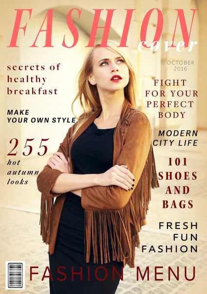 Woman on fashion magazine cover — Stock Photo, Image