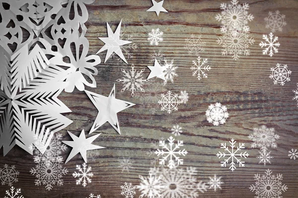 Winter hand-made paper snowflakes o — Stock Photo, Image