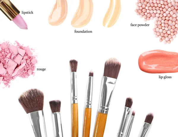 Makeup brushes and cosmetics — Stock Photo, Image