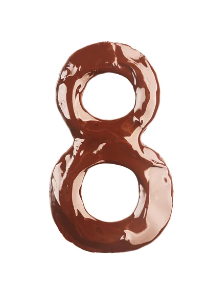 Nummer gemaakt van vloeibare chocolade — Stockfoto
