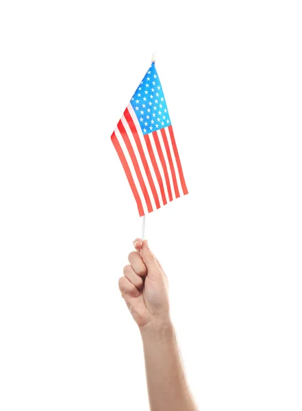 Mano sosteniendo bandera americana — Foto de Stock