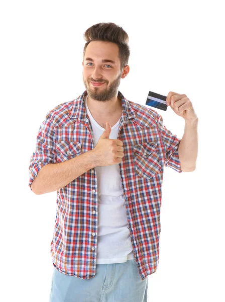 Muž hospodářství kreditní karta — Stock fotografie
