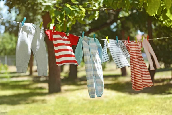 Baby laundry hanging Royalty Free Stock Images