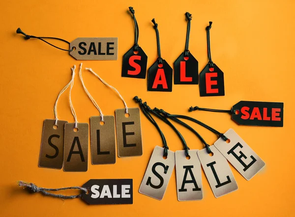 Sale labels on color — Stock Photo, Image