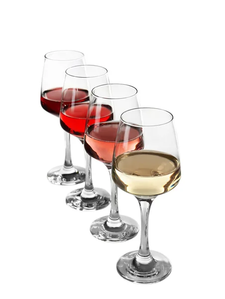 Bicchieri con vino diverso — Foto Stock