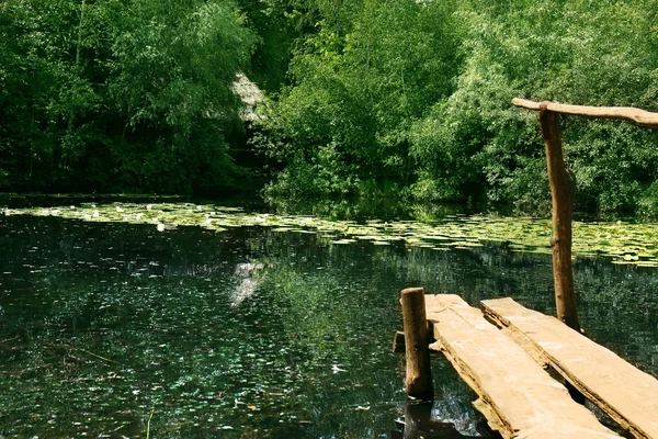 Деревянный пирс над озером — стоковое фото
