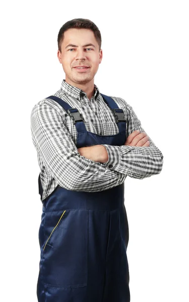 Milkman on white background — Stock Photo, Image