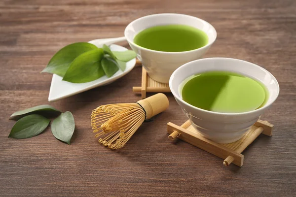 绿色抹茶茶具 — 图库照片
