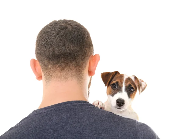 Man with cute dog — Stock Photo, Image