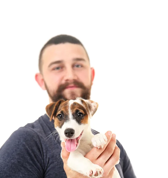 Hombre guapo con perro — Foto de Stock