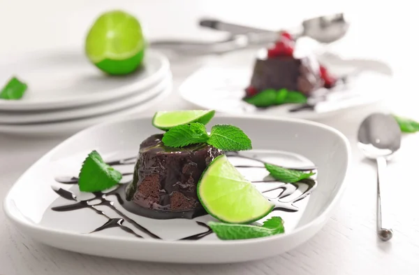 Chocolate fondant cake — Stock Photo, Image