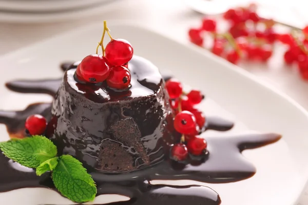 Chocolate fondant cake — Stock Photo, Image