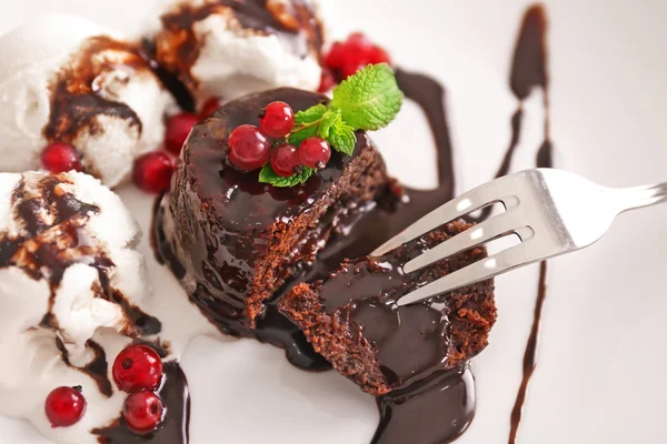 巧克力软糖蛋糕 — 图库照片