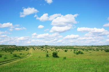 Hills mavi gökyüzü altında