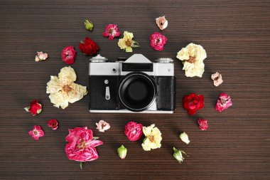 Vintage fotoğraf makinesinin güzel kompozisyon