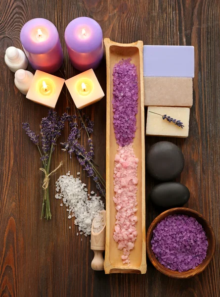 Spa samenstelling met lavendel — Stockfoto