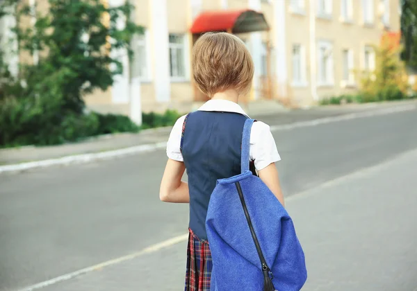 Cute schoolgirl with books — Stock Photo, Image