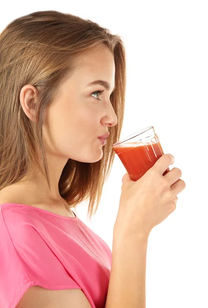 Kobieta z szklanka świeżego soku — Zdjęcie stockowe