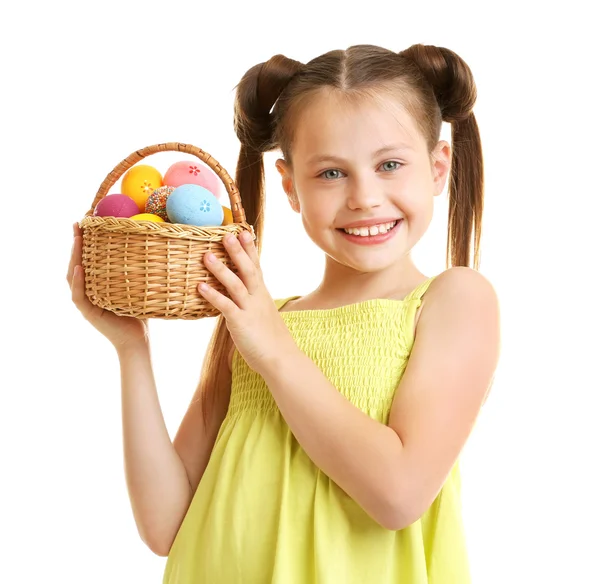 Aranyos lány a húsvéti tojás — Stock Fotó