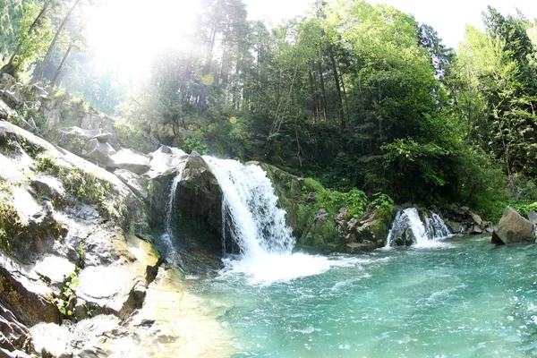 Hermosa cascada en las montañas Cárpatos —  Fotos de Stock