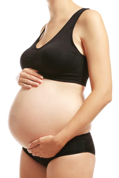 Beyaz üzerine hamile kadın — Stok fotoğraf