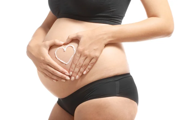 Mujer embarazada en blanco — Foto de Stock