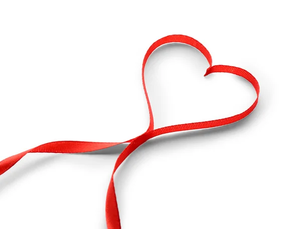 Red ribbon in shape of heart isolated — Stock Photo, Image