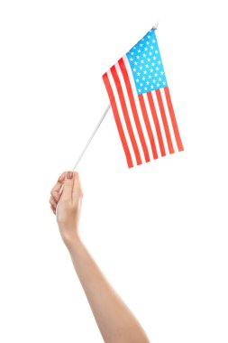El holding Amerikan bayrağı 