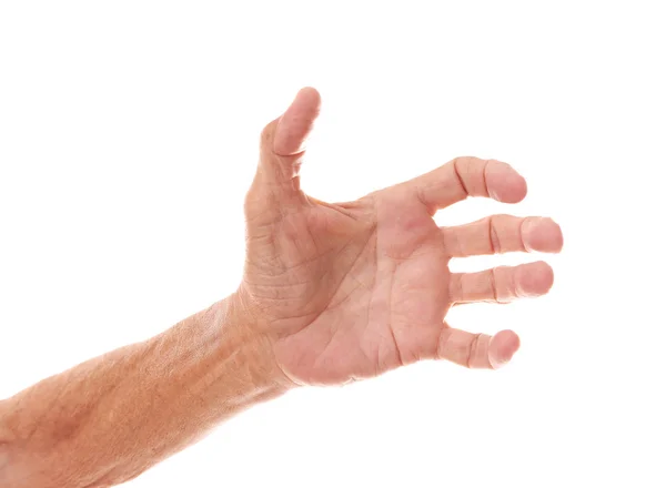 Velho mão em um branco — Fotografia de Stock