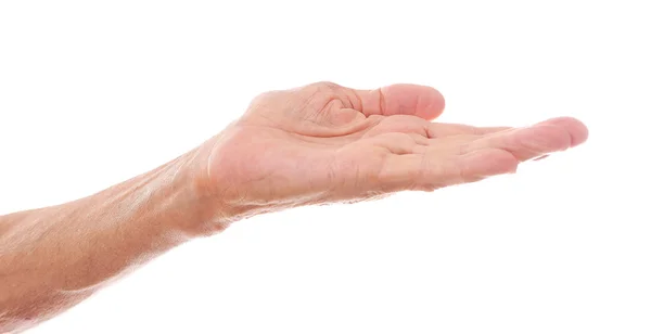 Old man  hand on a white — Stock Photo, Image