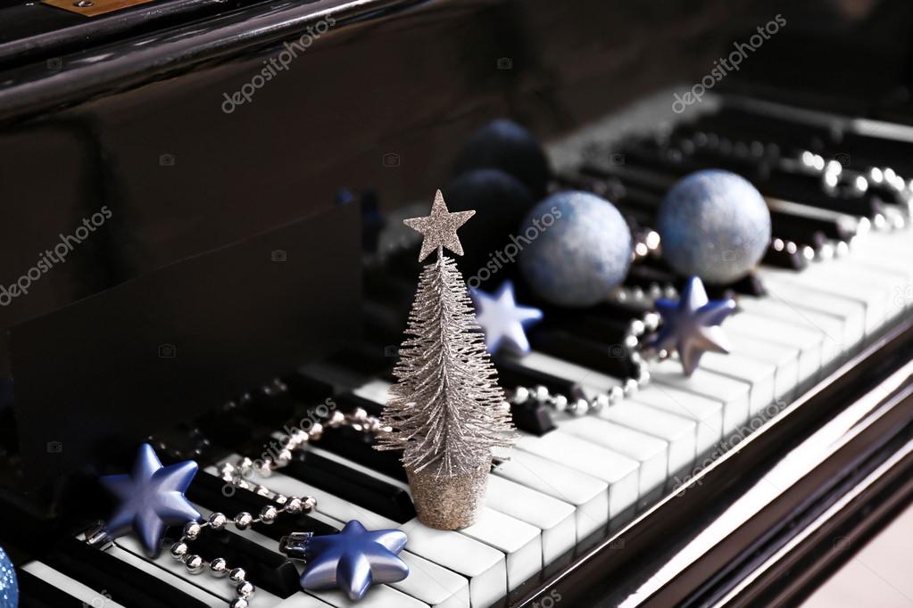 Christmas decoration on piano keys