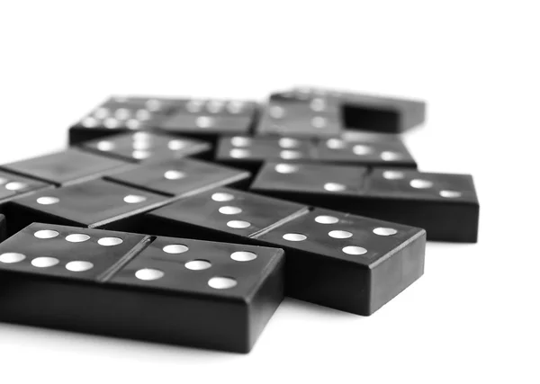 Domino nero isolato su bianco — Foto Stock