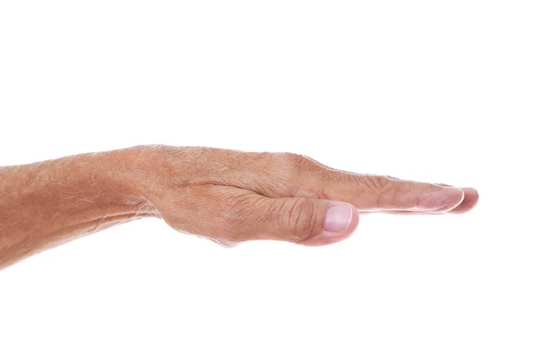 Stary człowiek rękę na białym — Zdjęcie stockowe