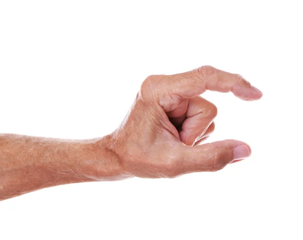 Old man hand on a white — Stock Photo, Image