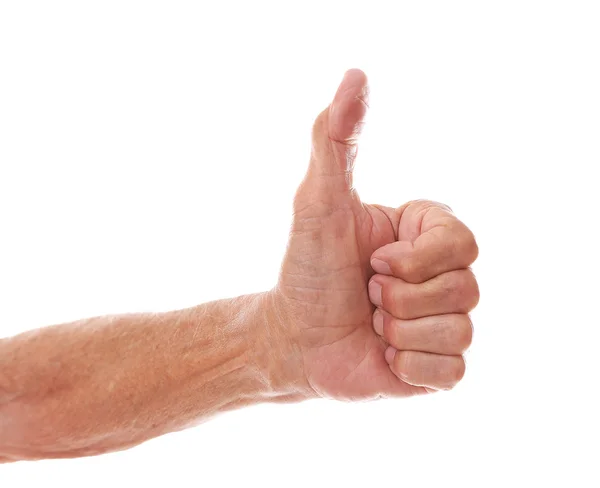 Old man  hand on a white — Stock Photo, Image